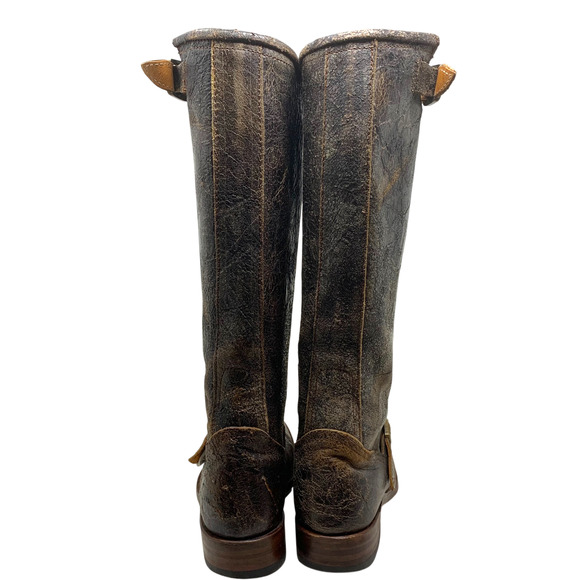 Frye Veronica Slouch Boot Chocolate Tobacco Finish Distressed Leather Sz 6 - Picture 8 of 11